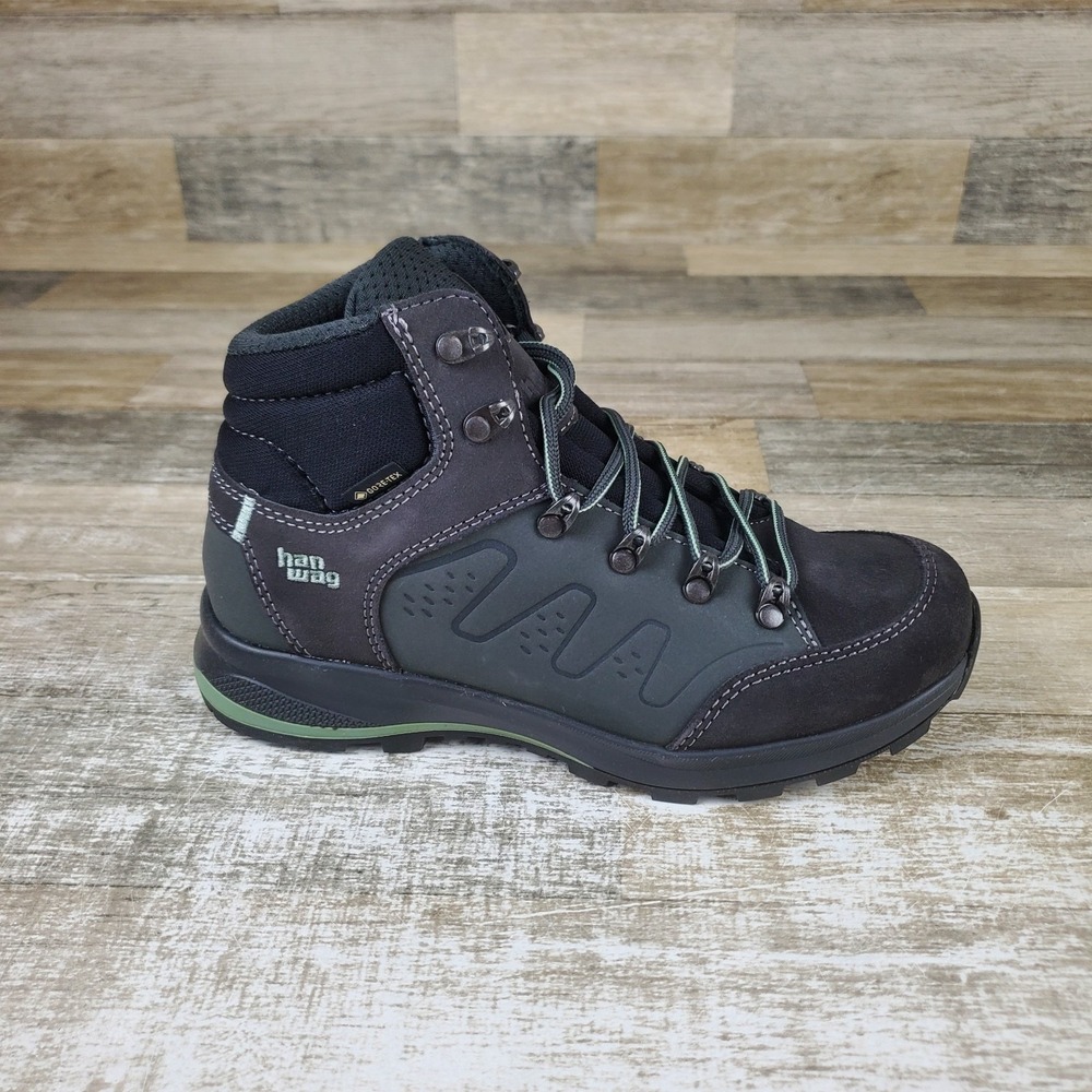 Hanwag Torsby Lady GTX Hiking Boots Sz 7‎ Asphalt Mint Leather Lace Up Mid Top